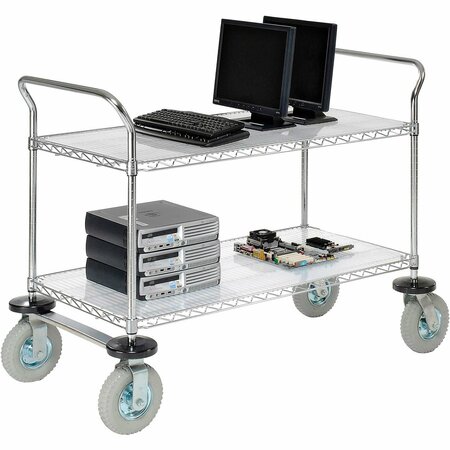 NEXEL Chrome Wire Shelf Instrument Cart w/2 Shelves, 1200 Ib. Capacity, 48inL x 24inW x 44inH 188782